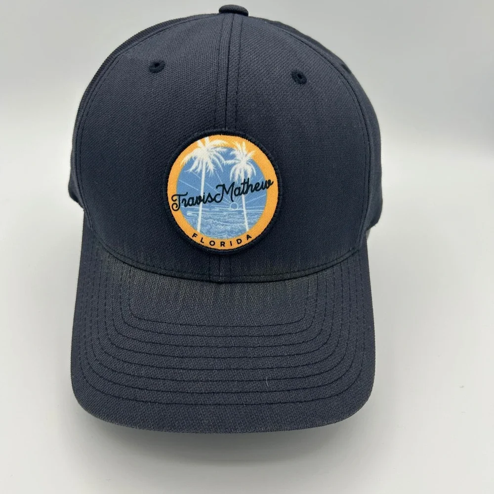 TravisMathew Hat Florida Patch Snapback Mens OSFM Navy Blue Golf Coastal Style